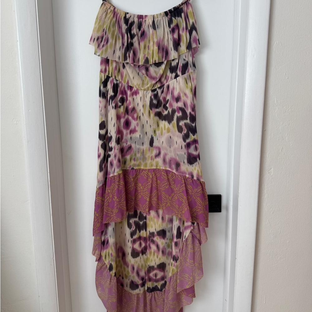 Floral Layered Hi-Low Dress with Ruffle Hem